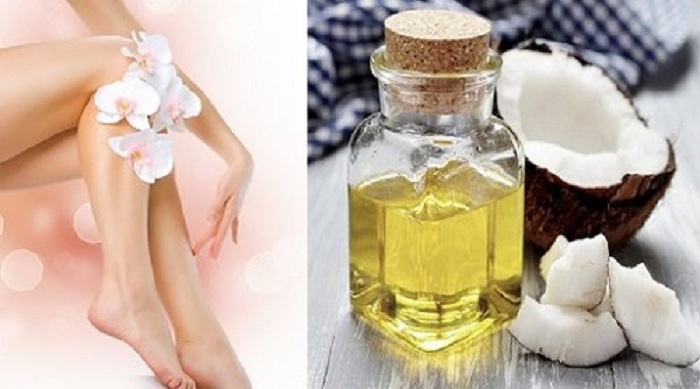 Tẩy lông chân bằng dầu dừa