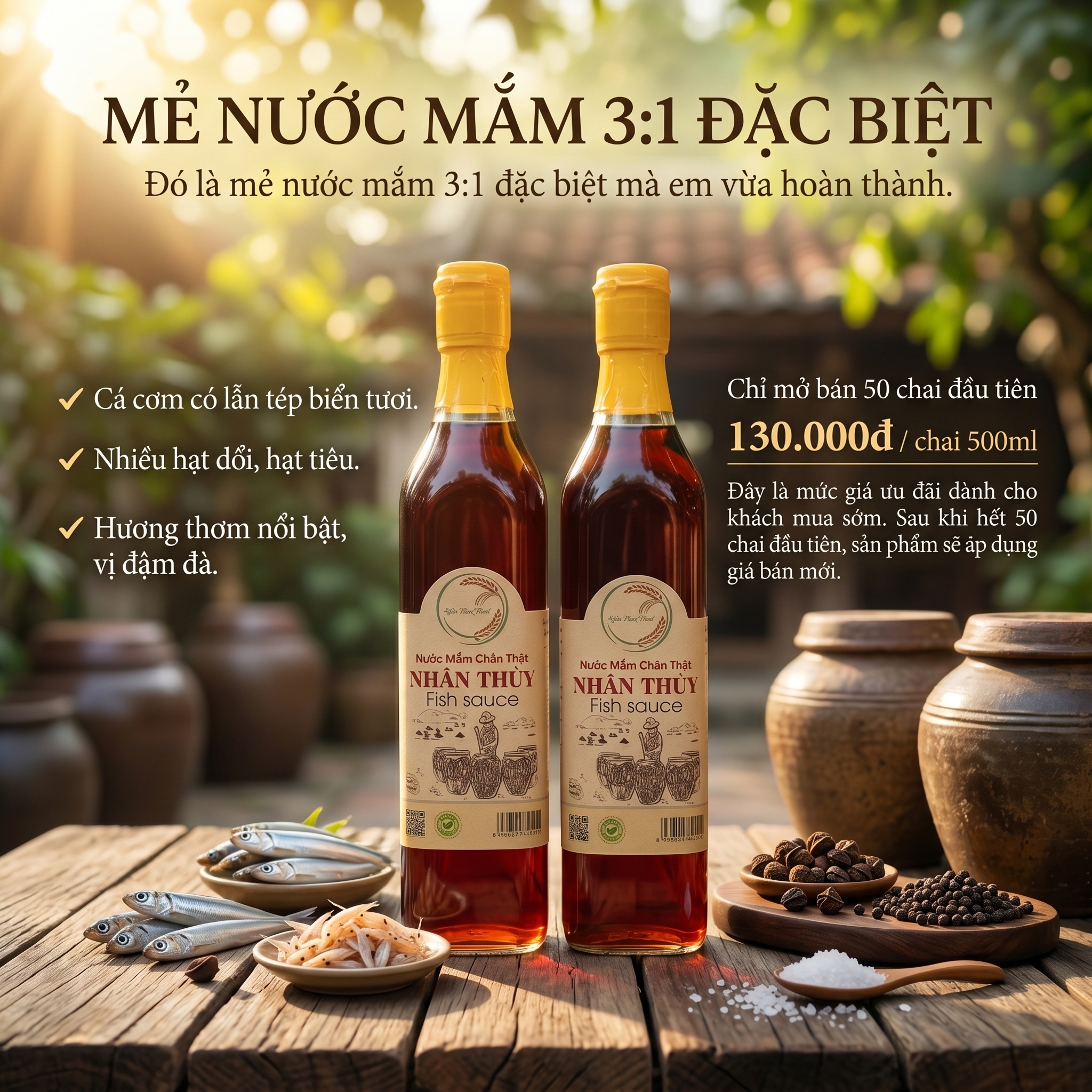 Nước Mắm Chân Thật Nhân Thùy có hương vị đậm đà